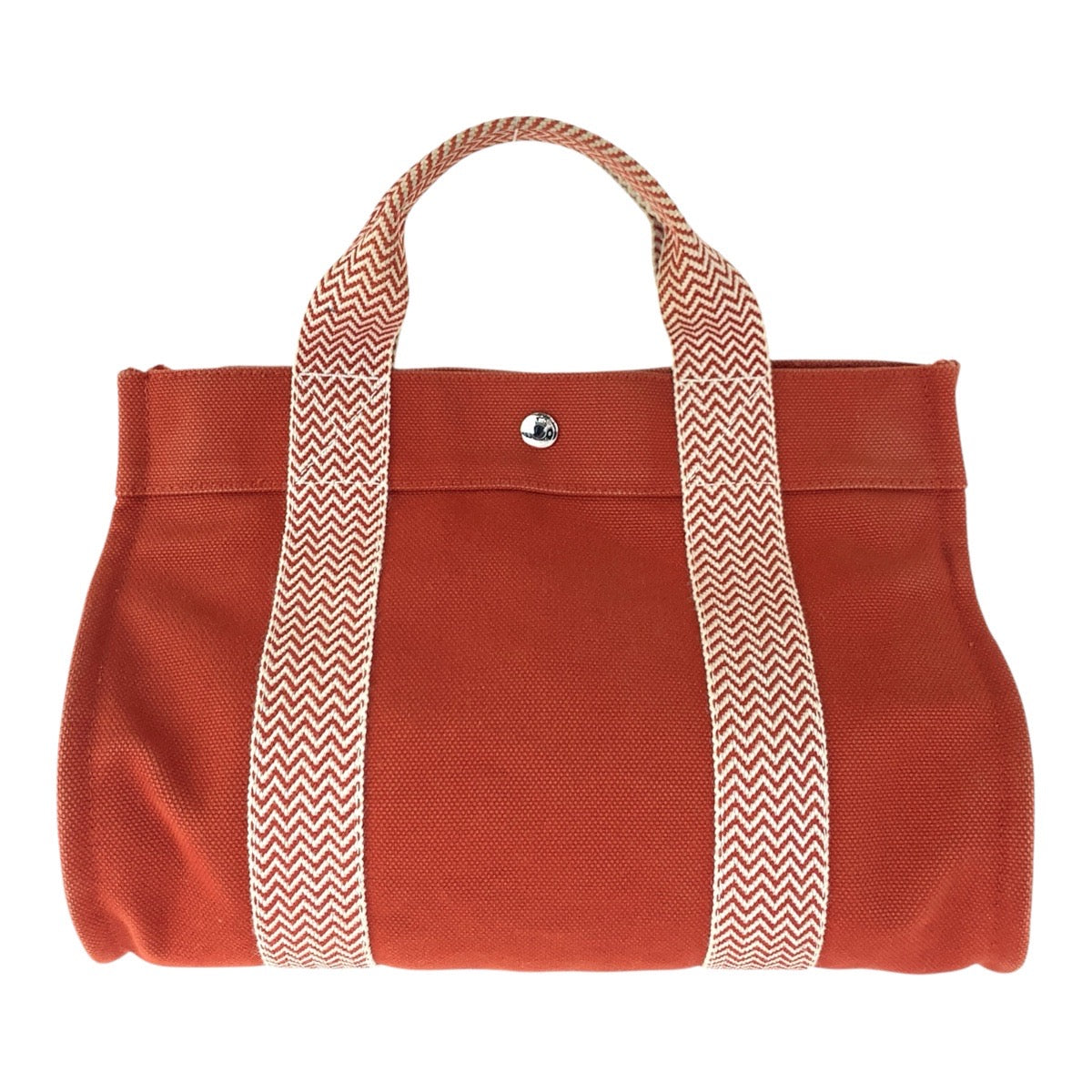 16735
HERMES エルメス カンヌPM オレンジ シルバー金具 キャンバス トートバッグ ハンドバッグ  レディース