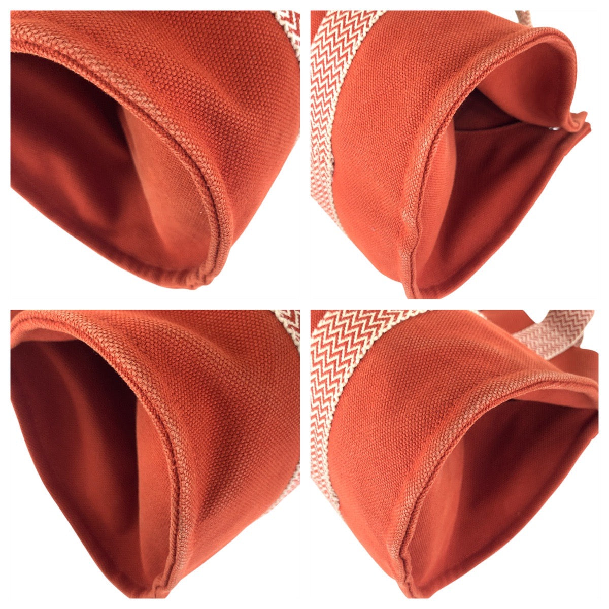 16735
HERMES エルメス カンヌPM オレンジ シルバー金具 キャンバス トートバッグ ハンドバッグ  レディース
