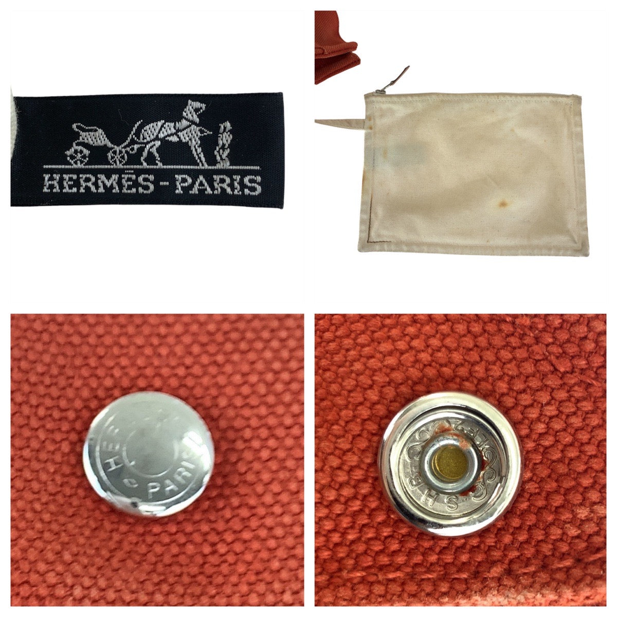 16735
HERMES エルメス カンヌPM オレンジ シルバー金具 キャンバス トートバッグ ハンドバッグ  レディース