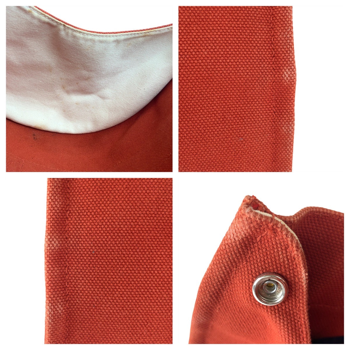 16735
HERMES エルメス カンヌPM オレンジ シルバー金具 キャンバス トートバッグ ハンドバッグ  レディース
