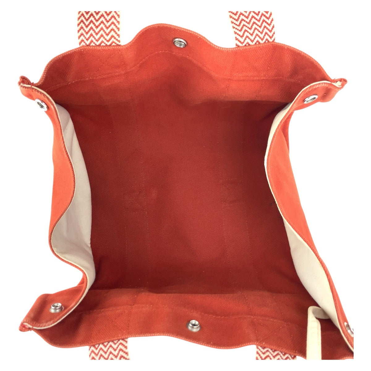 16735
HERMES エルメス カンヌPM オレンジ シルバー金具 キャンバス トートバッグ ハンドバッグ  レディース