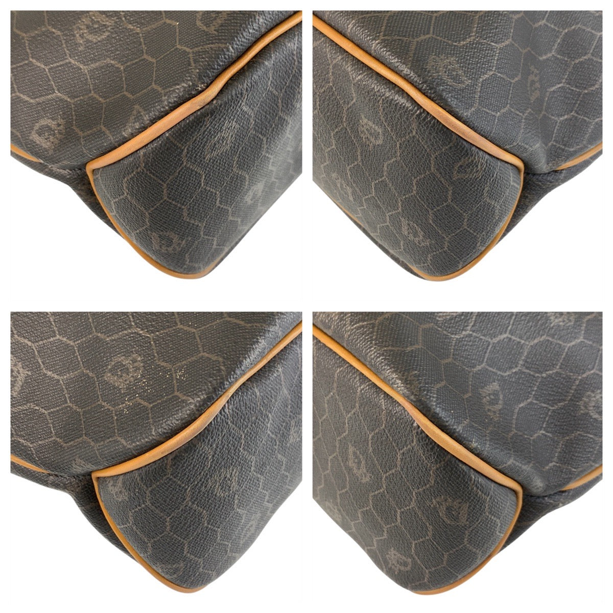 16736
Christian Dior クリスチャンディオール ヴィンテージ ハニカム ブラウン キャメル ゴールド金具 PVC / レザー トートバッグ ショルダーバッグ  レディース AB35
