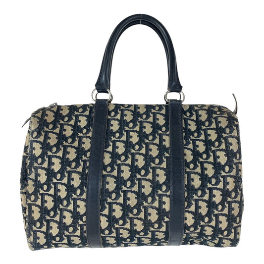 16737
Christian Dior クリスチャンディオール ヴィンテージ トロッター ネイビー シルバー金具 キャンバス / レザー ハンドバッグ ボストンバッグ  レディース