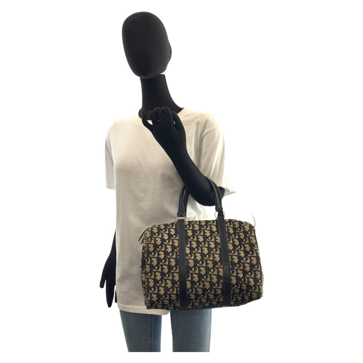 16737
Christian Dior クリスチャンディオール ヴィンテージ トロッター ネイビー シルバー金具 キャンバス / レザー ハンドバッグ ボストンバッグ  レディース