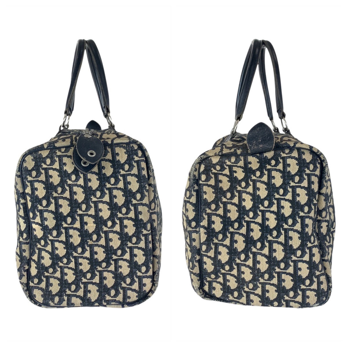 16737
Christian Dior クリスチャンディオール ヴィンテージ トロッター ネイビー シルバー金具 キャンバス / レザー ハンドバッグ ボストンバッグ  レディース