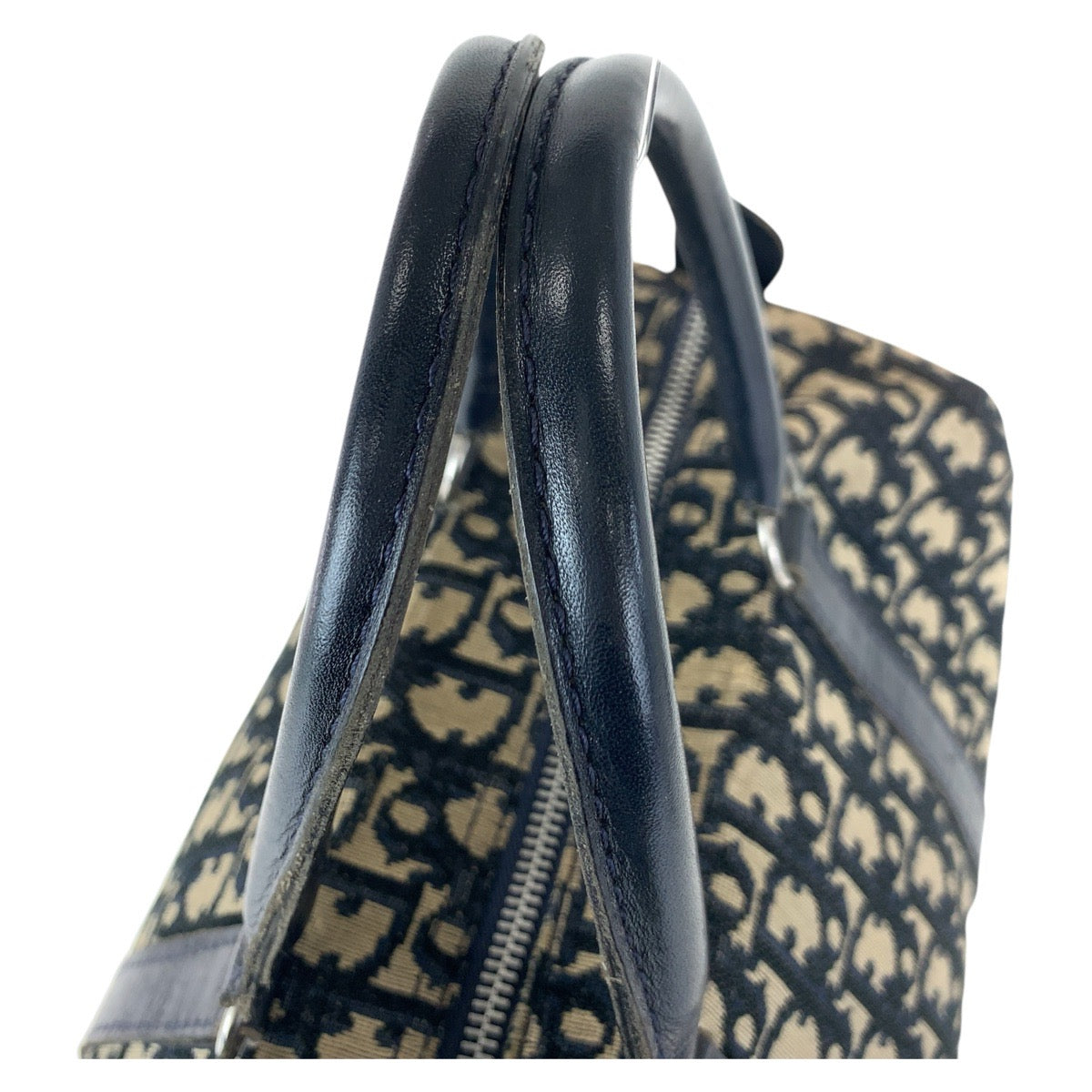 16737
Christian Dior クリスチャンディオール ヴィンテージ トロッター ネイビー シルバー金具 キャンバス / レザー ハンドバッグ ボストンバッグ  レディース