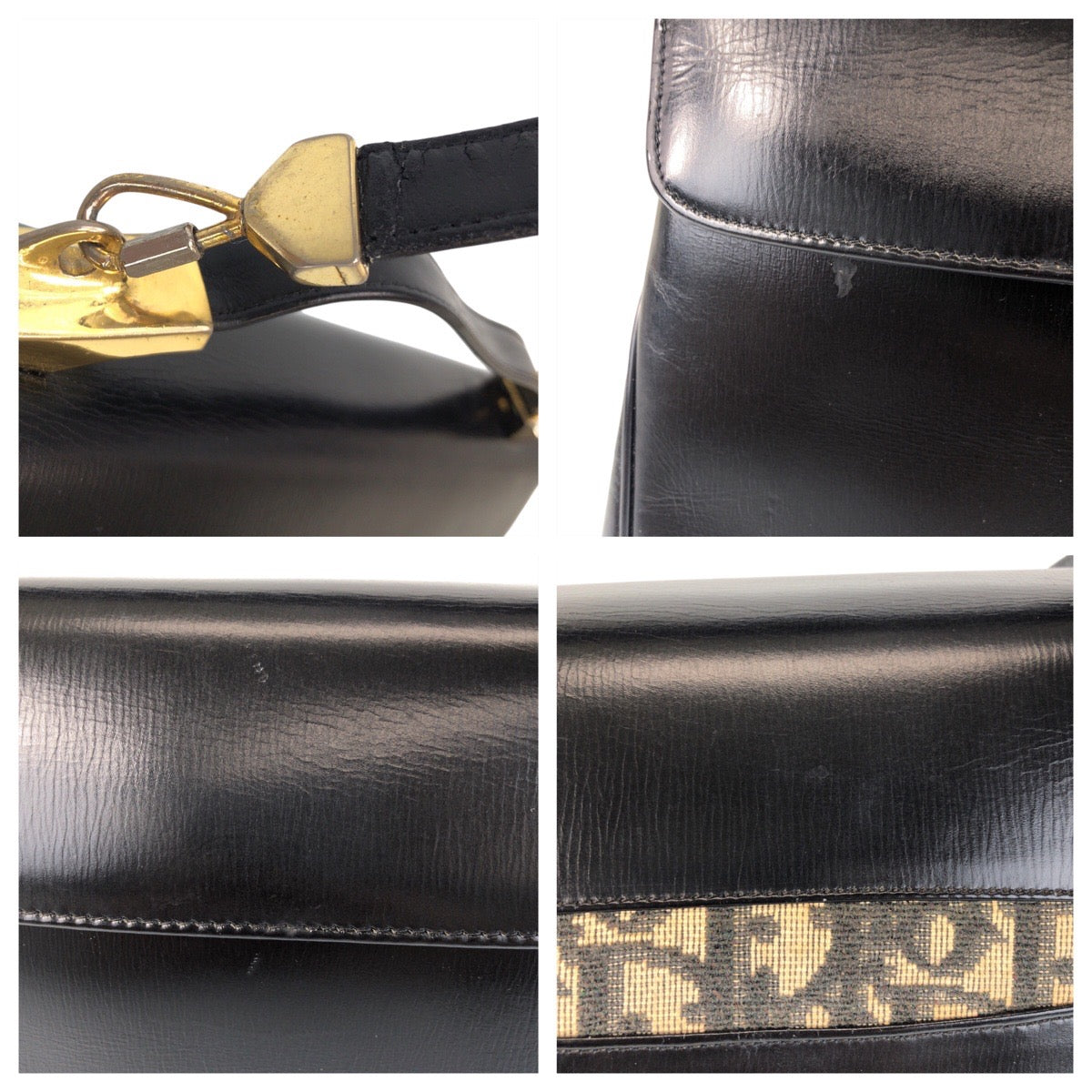 16738
Christian Dior クリスチャンディオール ヴィンテージ トロッター ブラック 黒 ゴールド金具 レザー 2way ショルダーバッグ ハンドバッグ  レディース AB46