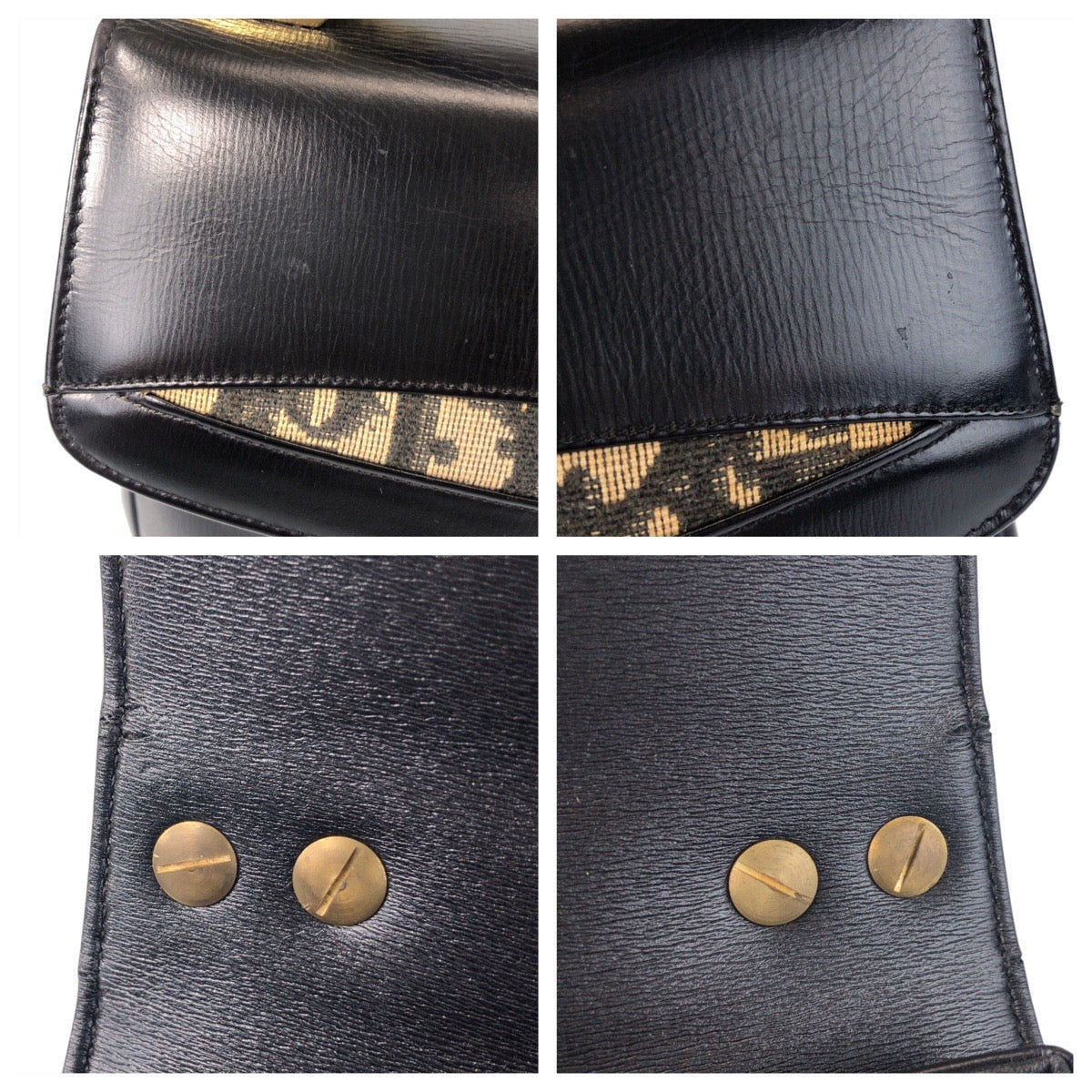 16738
Christian Dior クリスチャンディオール ヴィンテージ トロッター ブラック 黒 ゴールド金具 レザー 2way ショルダーバッグ ハンドバッグ  レディース AB46