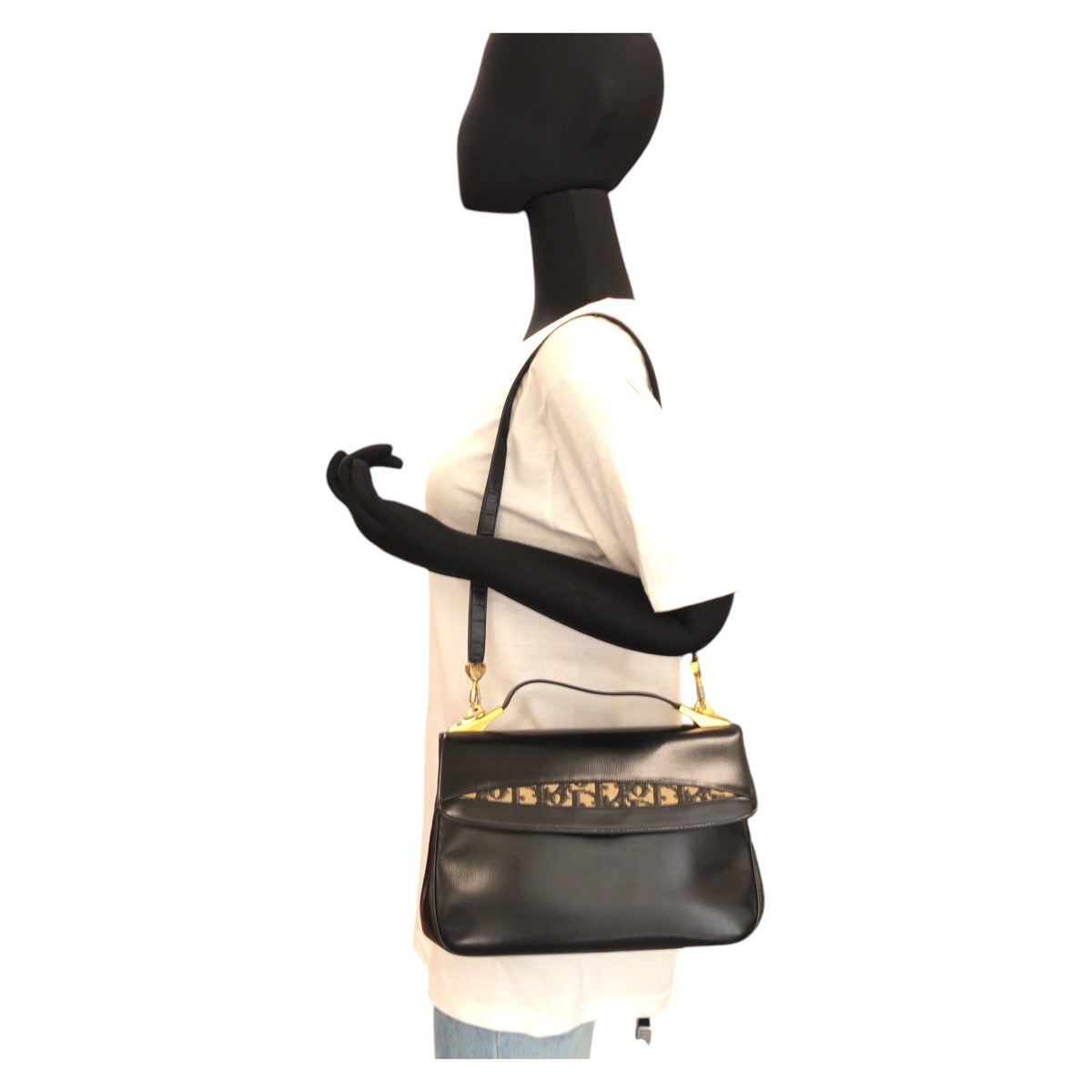 16738
Christian Dior クリスチャンディオール ヴィンテージ トロッター ブラック 黒 ゴールド金具 レザー 2way ショルダーバッグ ハンドバッグ  レディース AB46