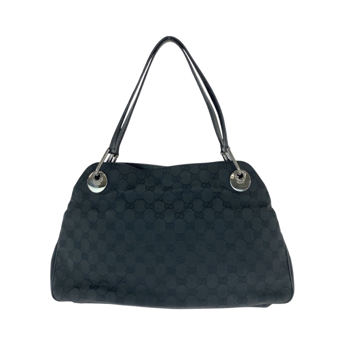 16739
GUCCI グッチ ブラック 黒 シルバー金具 GGキャンバス 121023 ショルダーバッグ ハンドバッグ トートバッグ  レディース ABP38