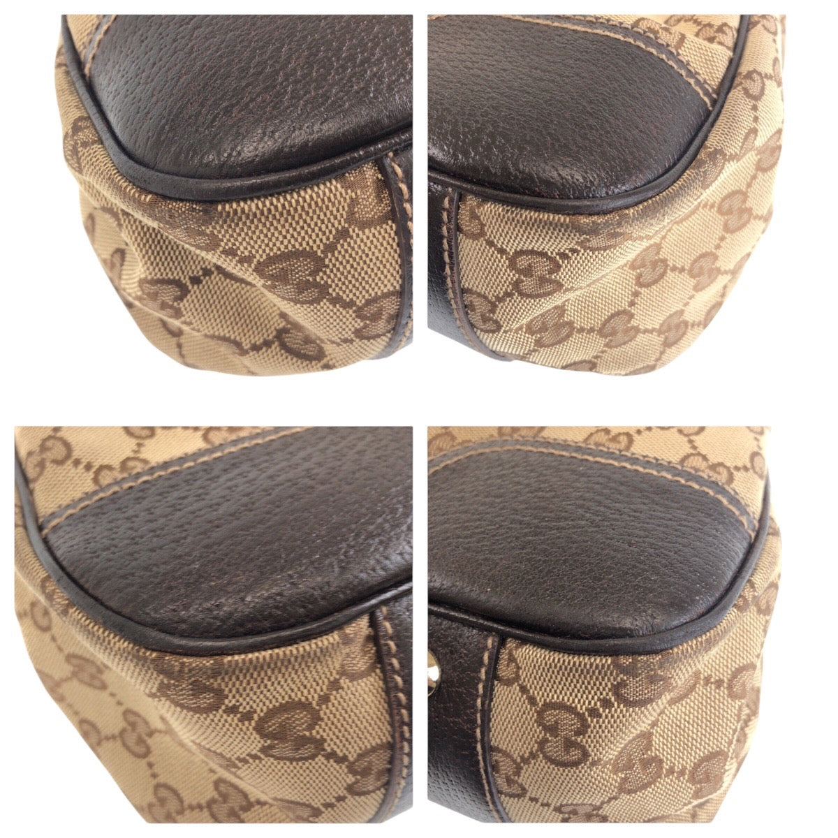 16740
GUCCI グッチ シェリーライン ベージュ ブラウン ゴールド金具 GGキャンバス / レザー トートバッグ ショルダーバッグ  レディース AB40