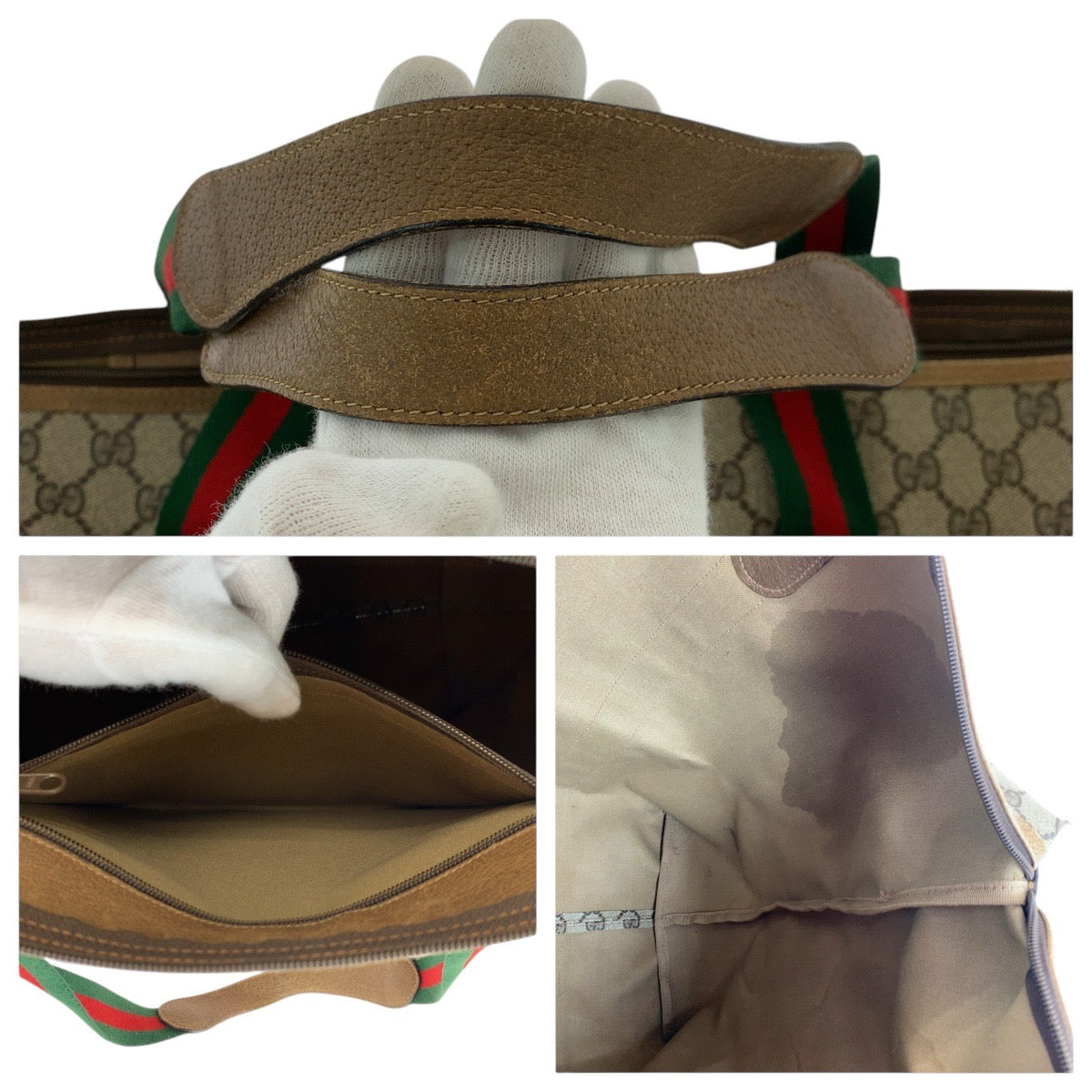 16741
GUCCI グッチ ヴィンテージ オールドグッチ シェリーライン インターロッキング GGスプリームキャンバス / レザー 89 19 012 ボストンバッグ トートバッグ メンズ AB48