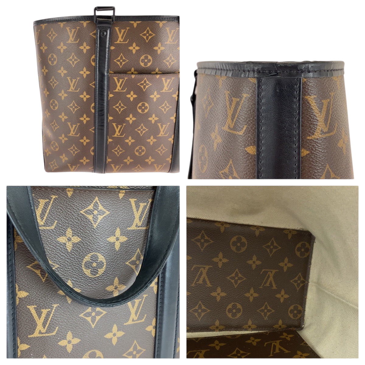 16746
LOUIS VUITTON ルイヴィトン モノグラム マカサー ウィークエンドPM ブラウン ブラック ブラック金具 PVC M45734 トートバッグ ビジネスバッグ  メンズ