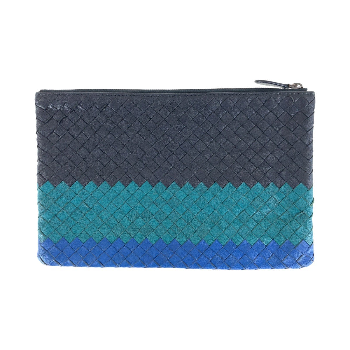 16748
BOTTEGAVENETA ボッテガヴェネタ イントレチャート ブラック ブルー レザー クラッチバッグ セカンドバッグ  メンズ ABP34