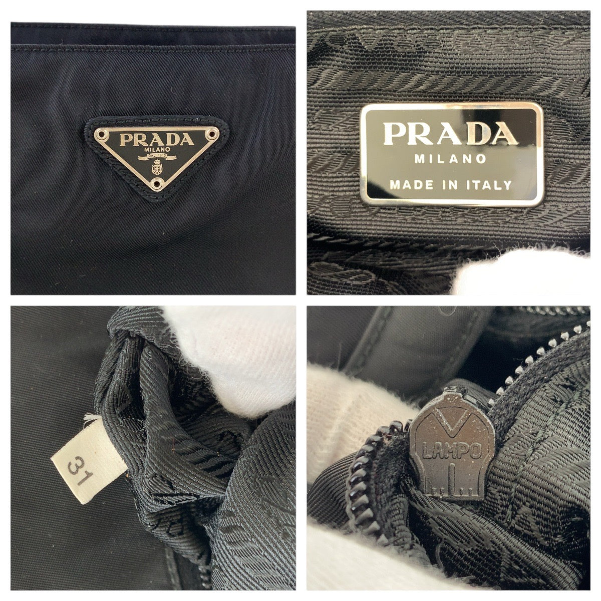 16749
PRADA プラダ テスート 三角ロゴプレート ブラック 黒 シルバー金具 ナイロン トートバッグ ハンドバッグ  レディース ABP40