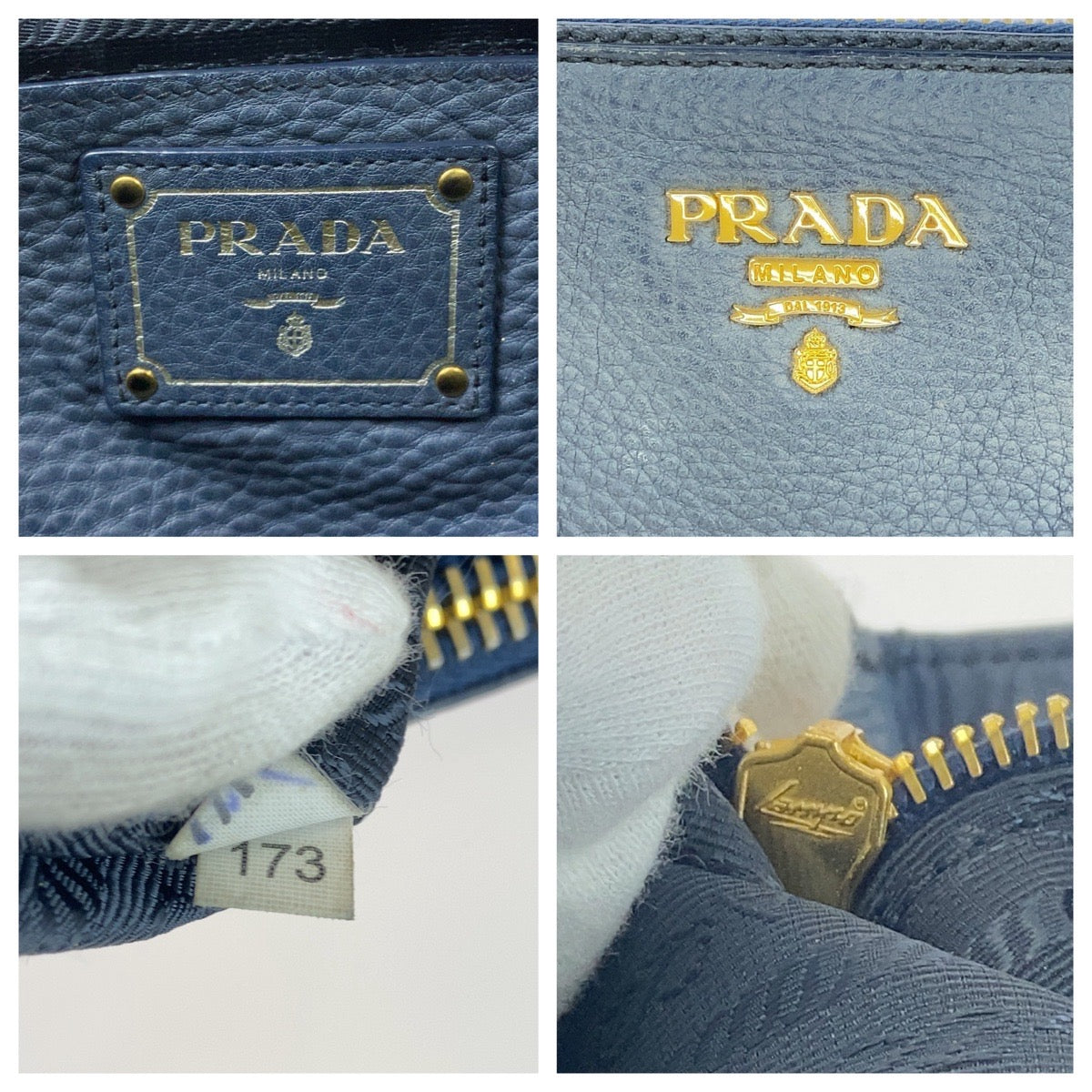 16750
PRADA プラダ ヴィッテロダイノ ロゴ ブルー ゴールド金具 レザー BN2420 トートバッグ ハンドバッグ レディース ABP63