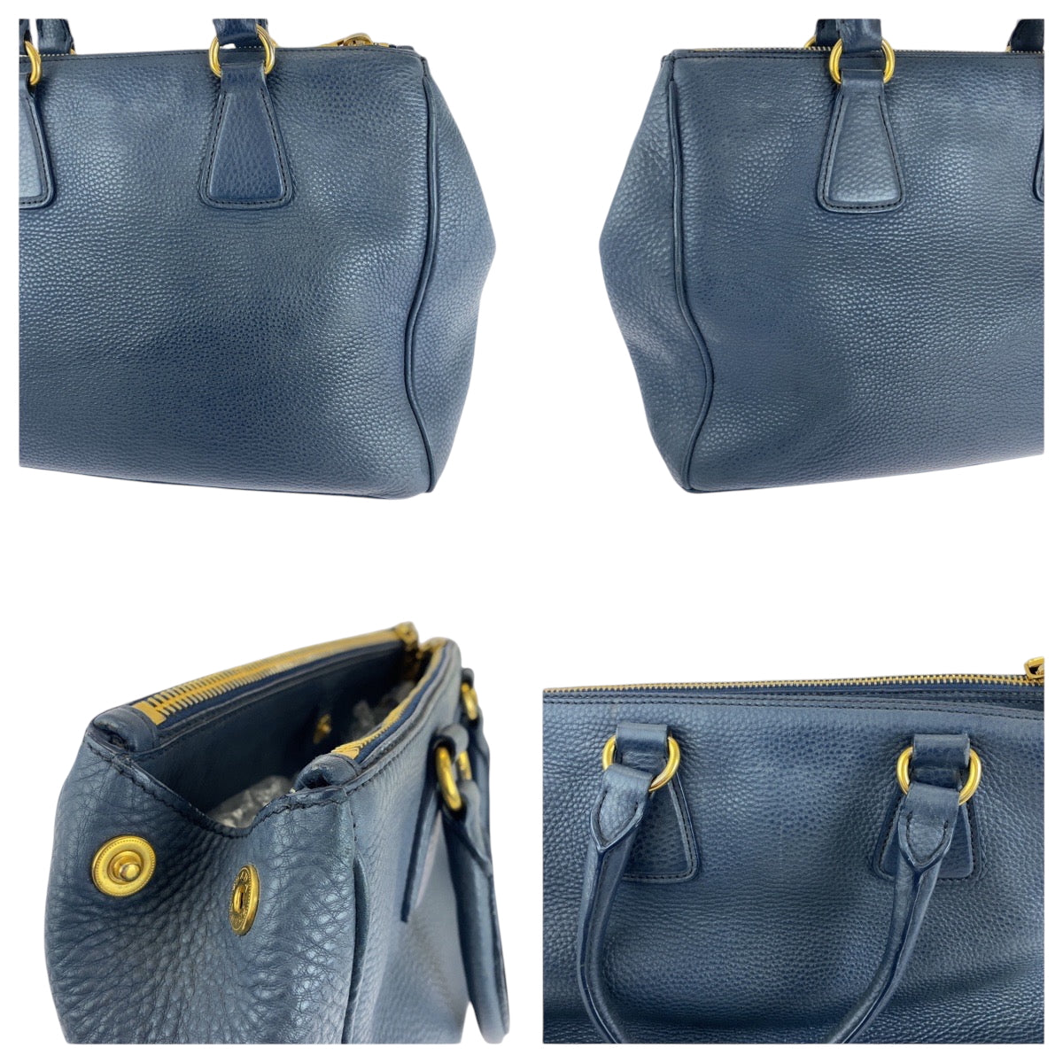 16750
PRADA プラダ ヴィッテロダイノ ロゴ ブルー ゴールド金具 レザー BN2420 トートバッグ ハンドバッグ  レディース ABP63