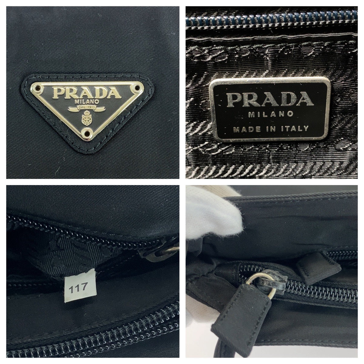 16751
PRADA プラダ テスート 三角ロゴプレート ブラック 黒 シルバー金具 ナイロン B6242 ショルダーバッグ トートバッグ レディース ABP39