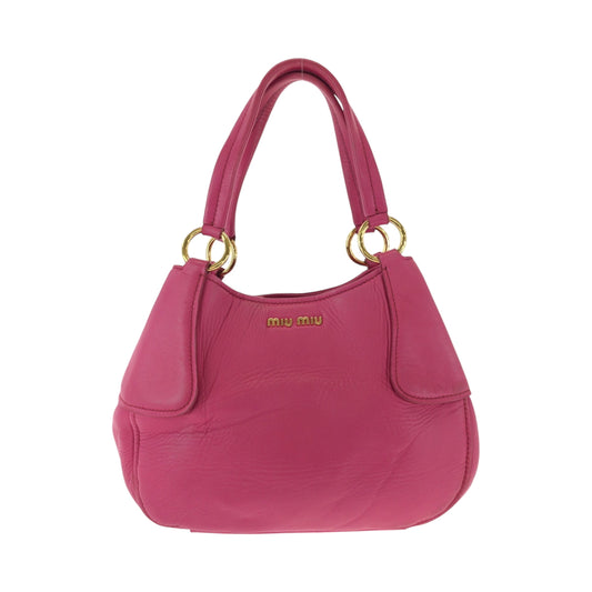 16755
MIUMIU ミュウミュウ ロゴ ピンク ゴールド金具 レザー ワンショルダーバッグ ハンドバッグ  レディース ABP48