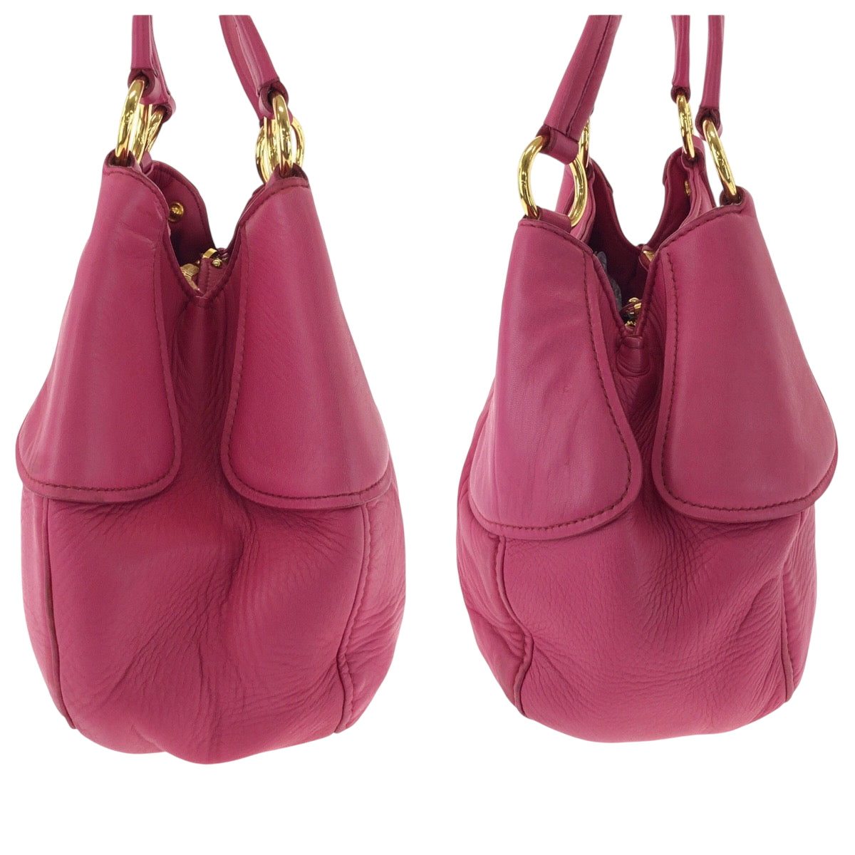 16755
MIUMIU ミュウミュウ ロゴ ピンク ゴールド金具 レザー ワンショルダーバッグ ハンドバッグ  レディース ABP48