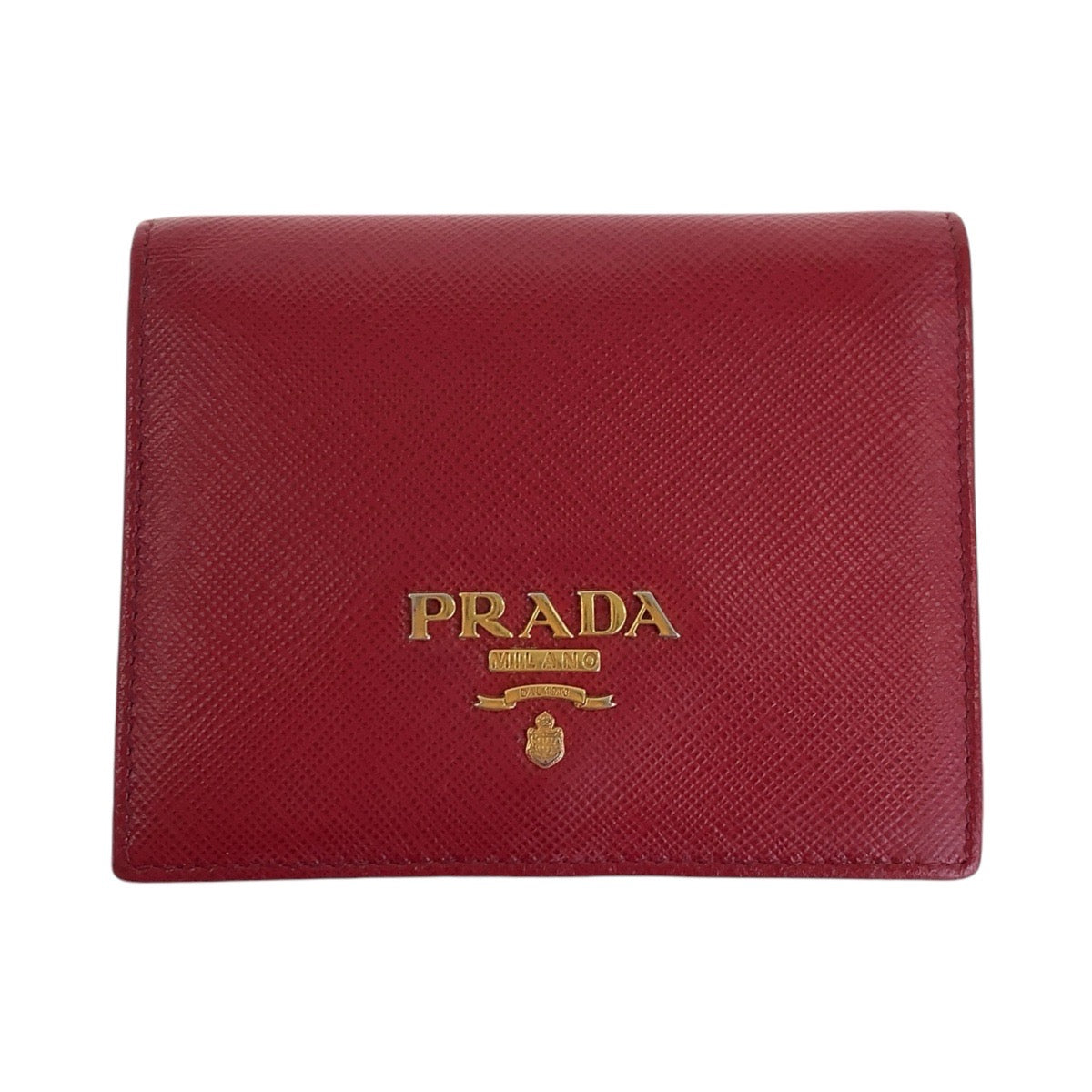 16756
PRADA プラダ サフィアーノ レッド ゴールド金具 レザー 折財布 コンパクトウォレット  レディース AB17