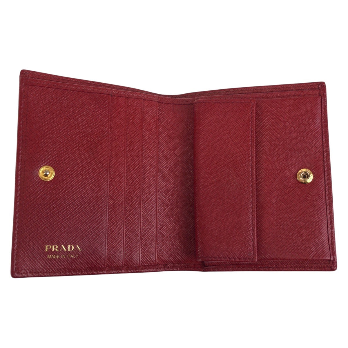 16756
PRADA プラダ サフィアーノ レッド ゴールド金具 レザー 折財布 コンパクトウォレット  レディース AB17