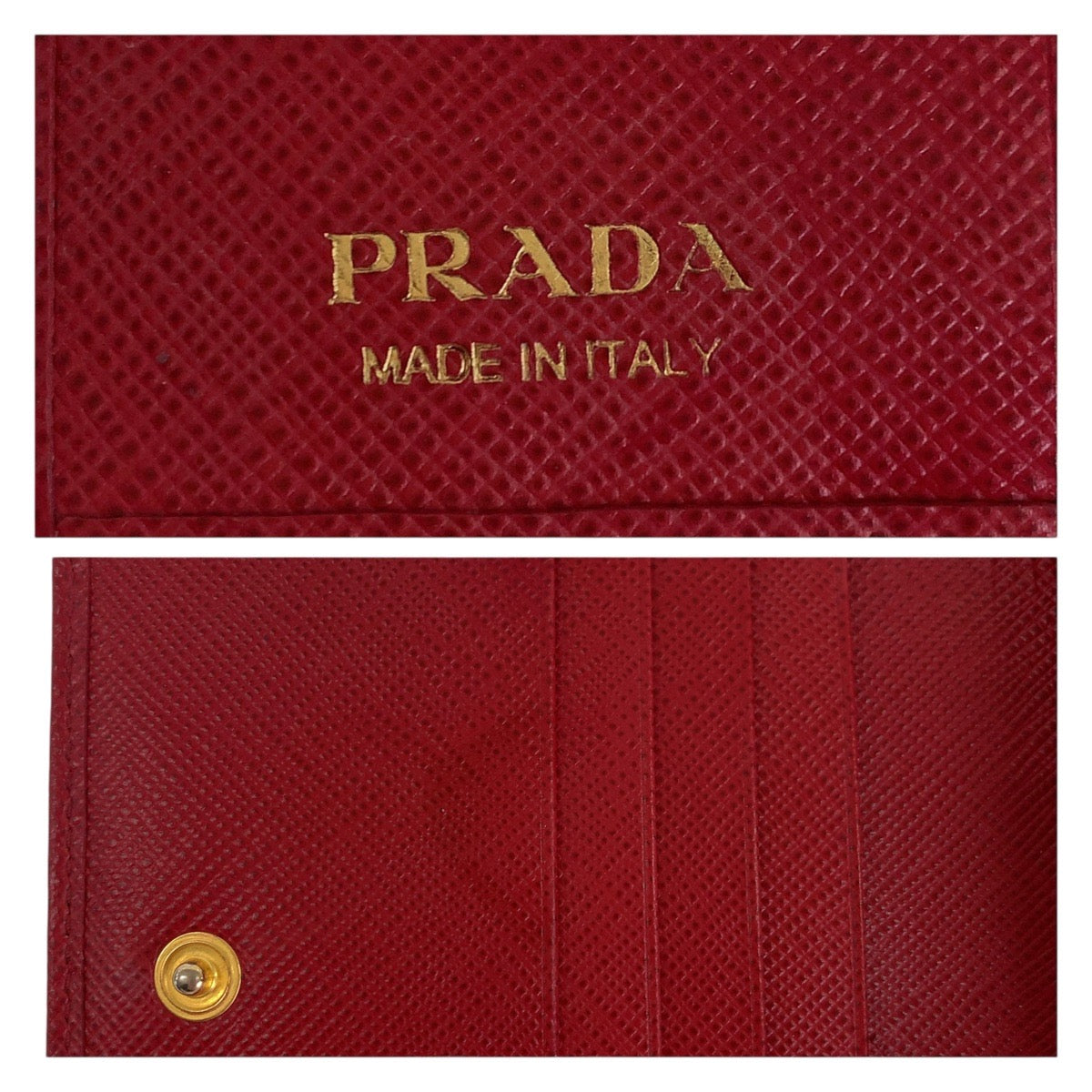16756
PRADA プラダ サフィアーノ レッド ゴールド金具 レザー 折財布 コンパクトウォレット  レディース AB17