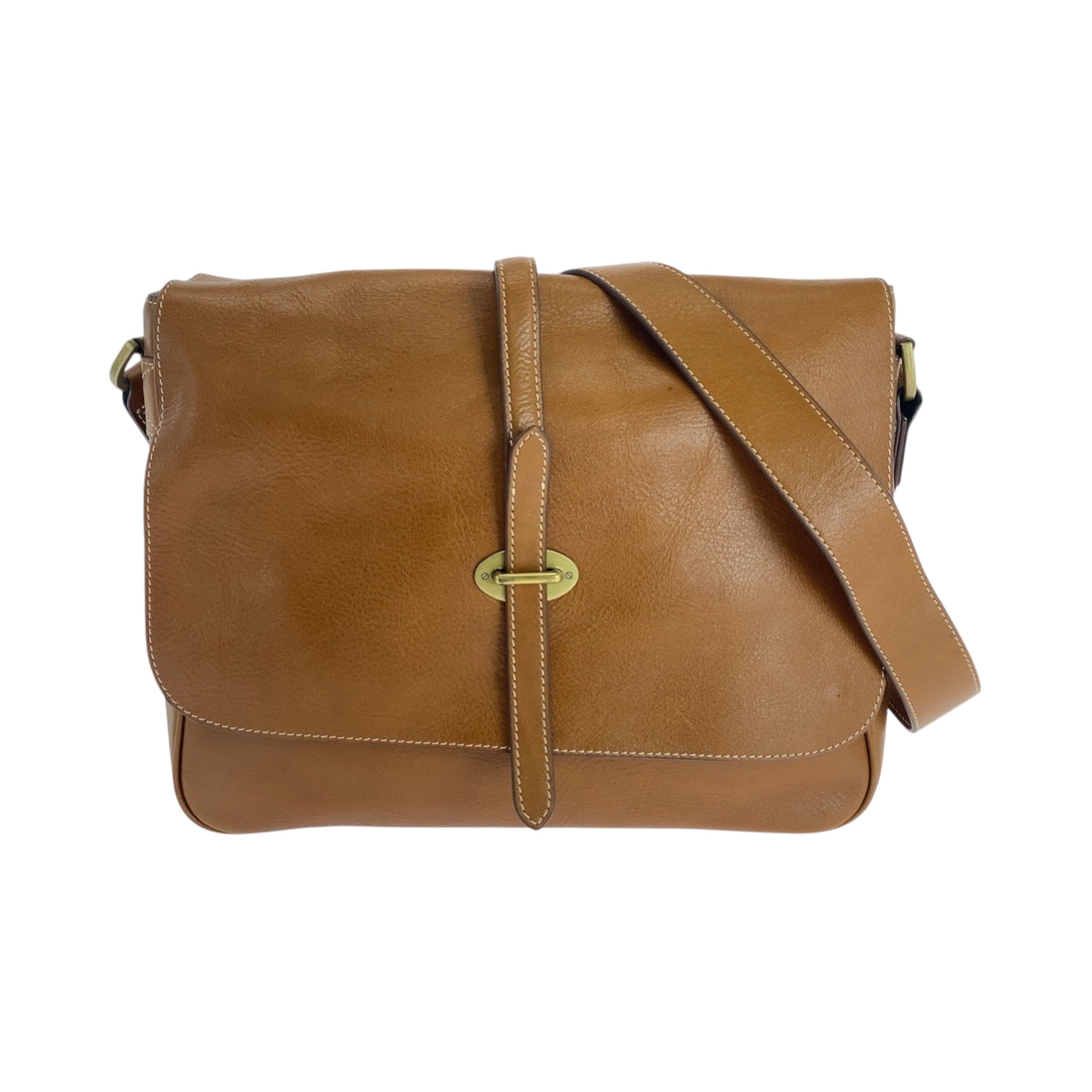 16757
MULBERRY マルベリー ブラウン ゴールド金具 レザー ショルダーバッグ メッセンジャーバッグ  レディース ABP16