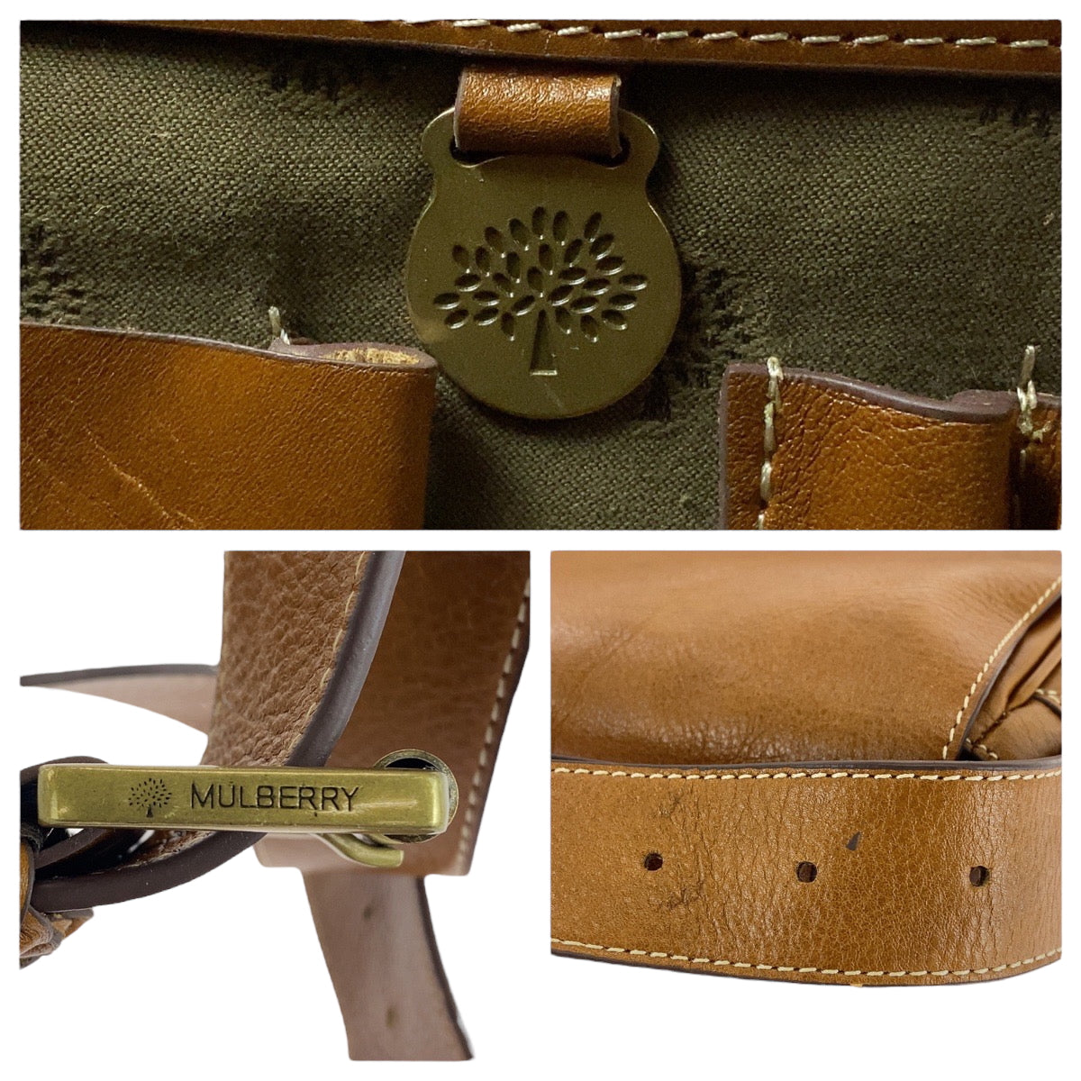 16757
MULBERRY マルベリー ブラウン ゴールド金具 レザー ショルダーバッグ メッセンジャーバッグ  レディース ABP16