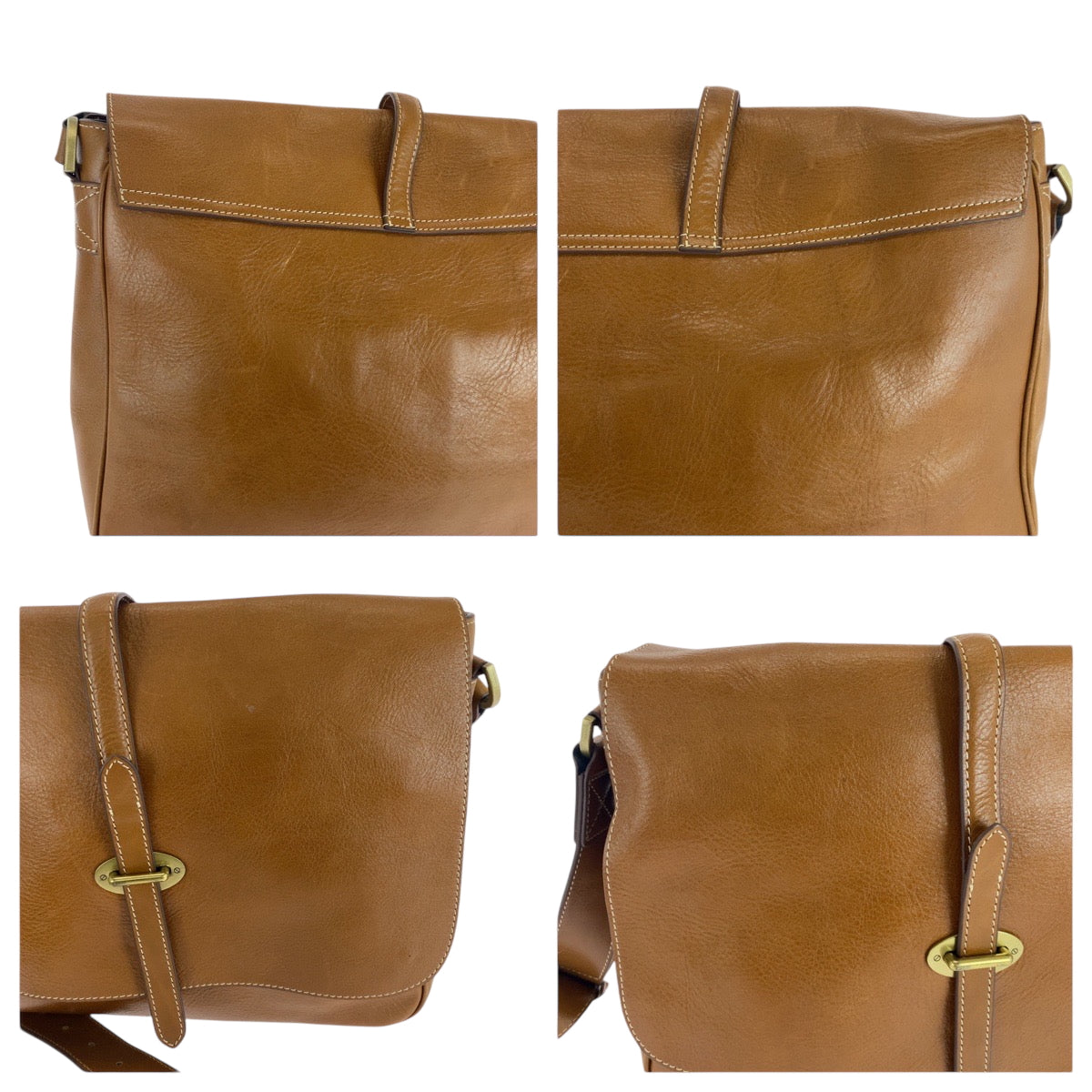16757
MULBERRY マルベリー ブラウン ゴールド金具 レザー ショルダーバッグ メッセンジャーバッグ  レディース ABP16