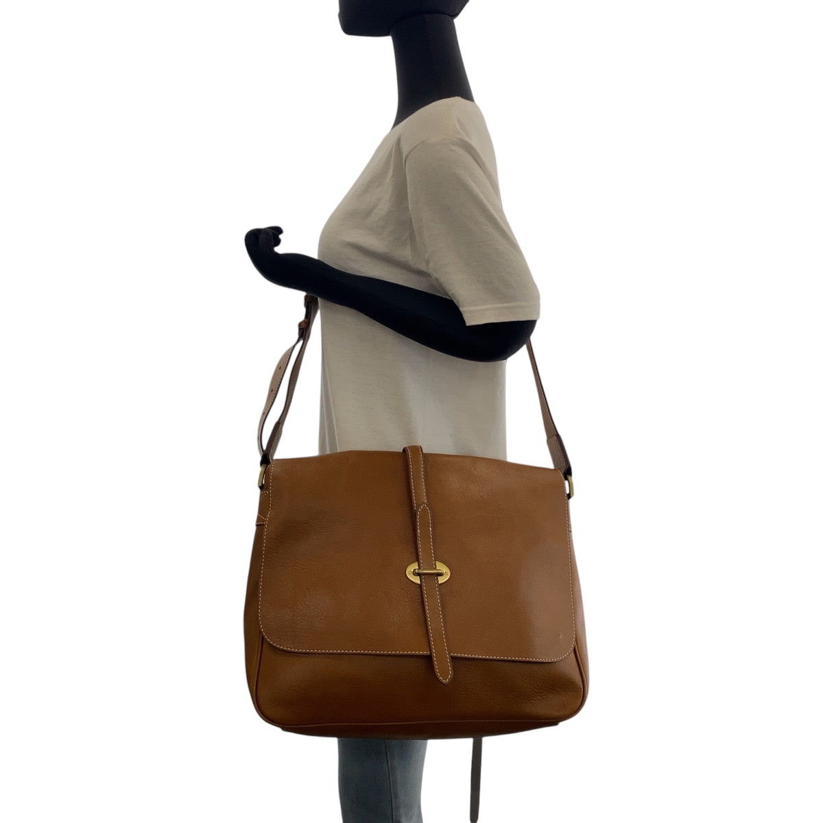 16757
MULBERRY マルベリー ブラウン ゴールド金具 レザー ショルダーバッグ メッセンジャーバッグ  レディース ABP16