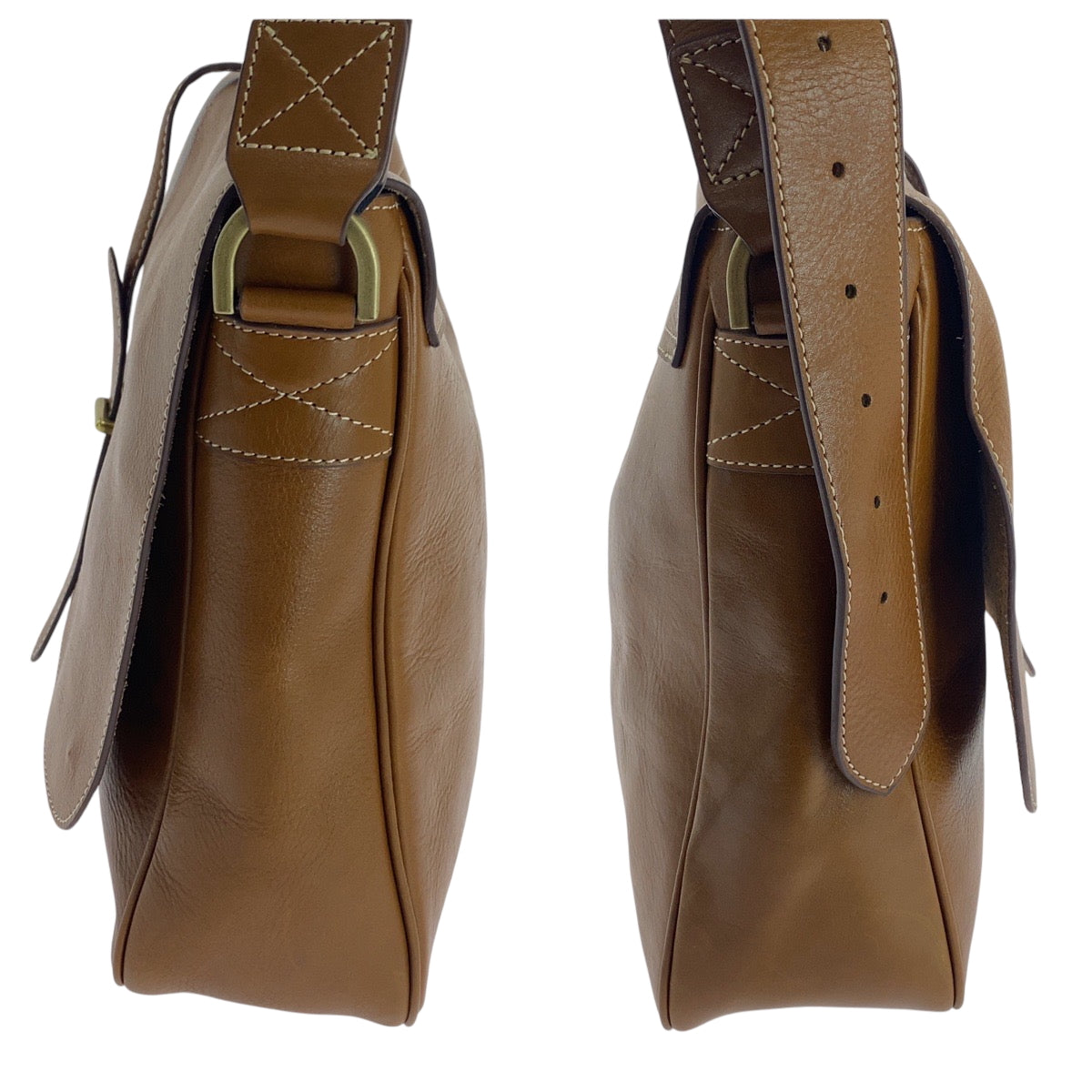 16757
MULBERRY マルベリー ブラウン ゴールド金具 レザー ショルダーバッグ メッセンジャーバッグ  レディース ABP16