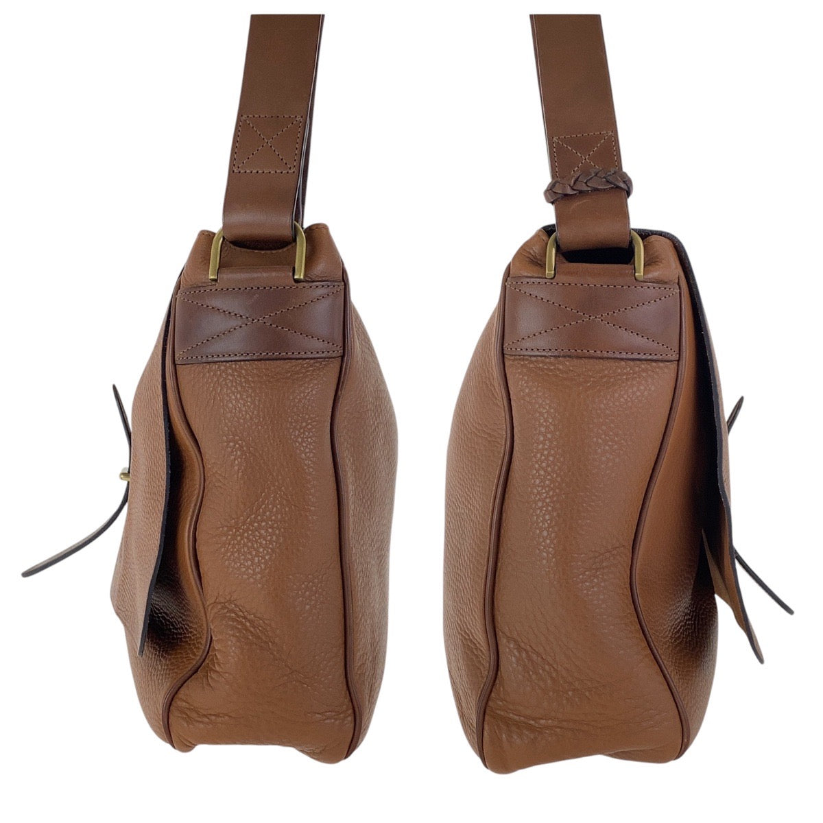 16759
MULBERRY マルベリー ブラウン ゴールド金具 レザー 斜め掛け ショルダーバッグ  レディース A27