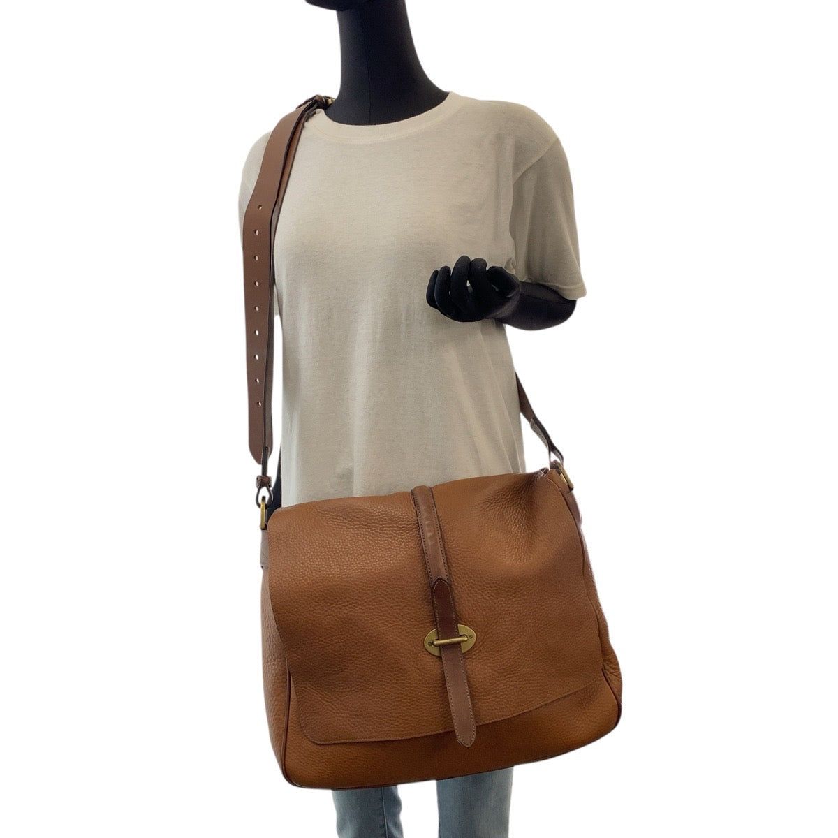 16759
MULBERRY マルベリー ブラウン ゴールド金具 レザー 斜め掛け ショルダーバッグ  レディース A27