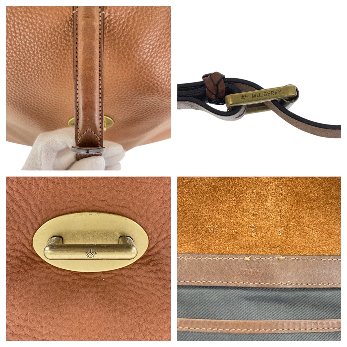 16759
MULBERRY マルベリー ブラウン ゴールド金具 レザー 斜め掛け ショルダーバッグ  レディース A27