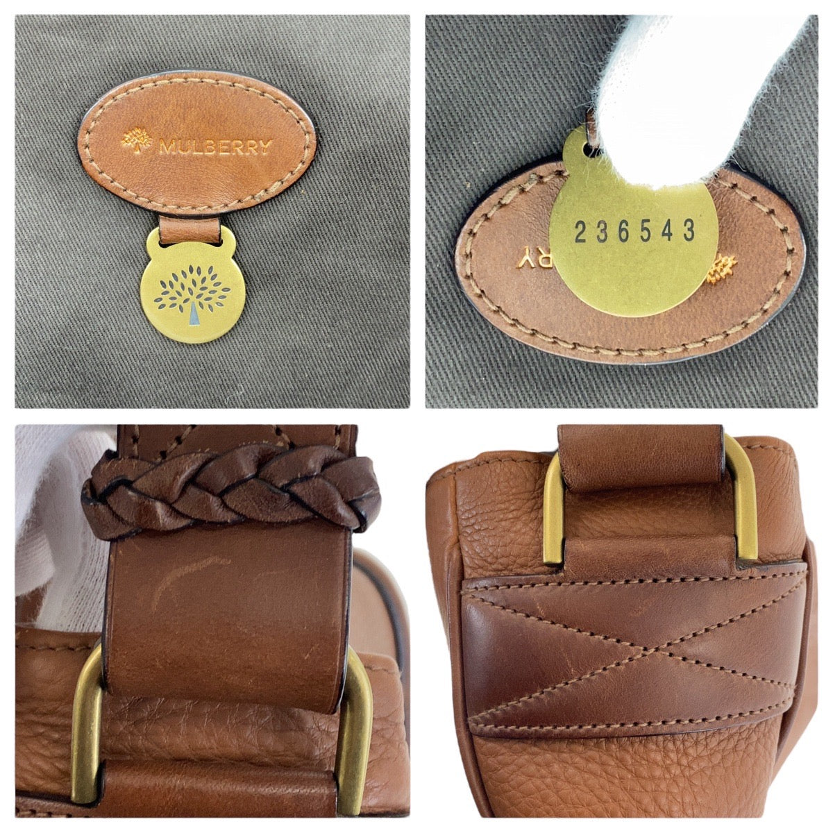 16759
MULBERRY マルベリー ブラウン ゴールド金具 レザー 斜め掛け ショルダーバッグ  レディース A27