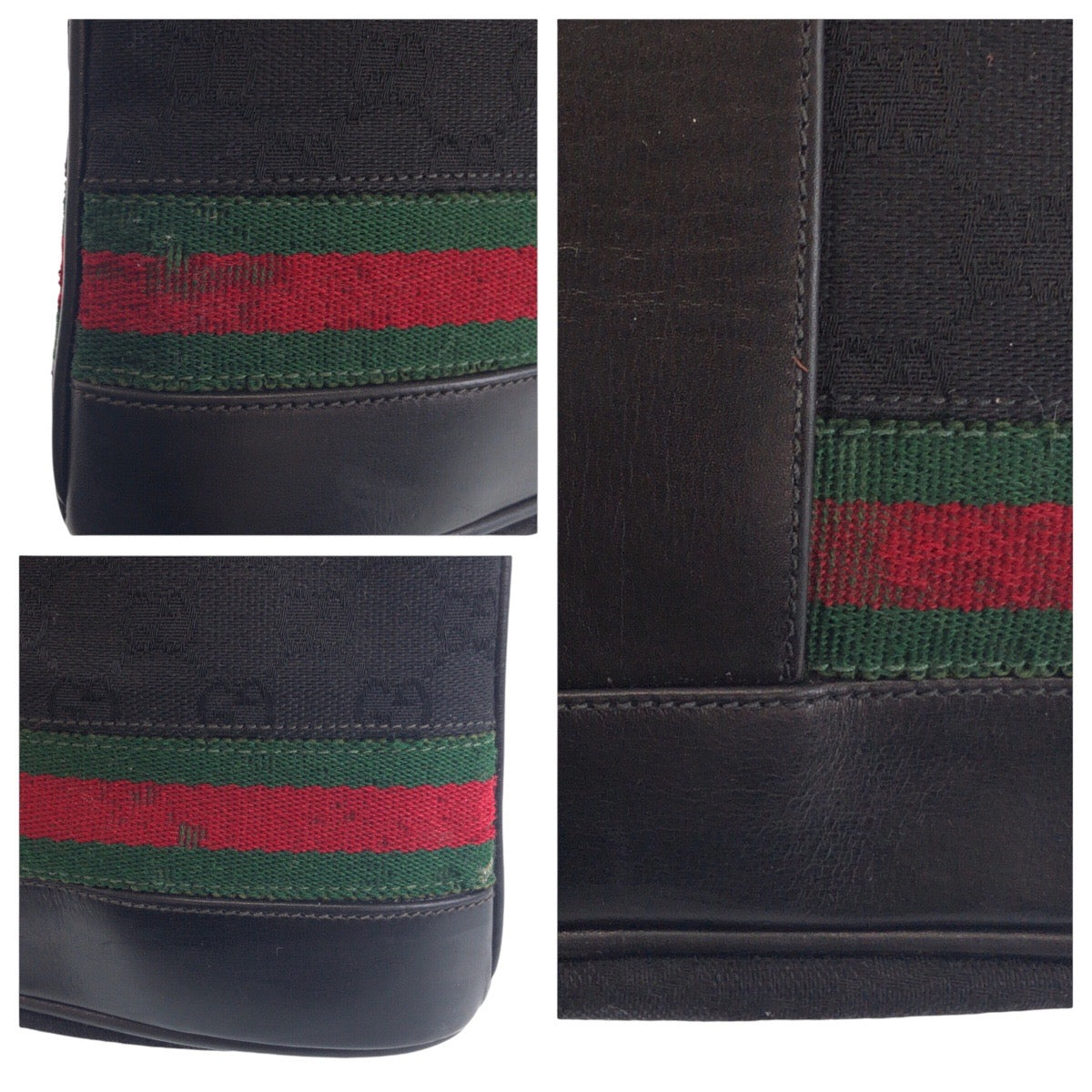 16760
GUCCI グッチ ヴィンテージ オールドグッチ シェリーライン インターロッキング ブラック 黒 ゴールド金具 GGキャンバス / レザー ショルダーバッグ  レディース AB40