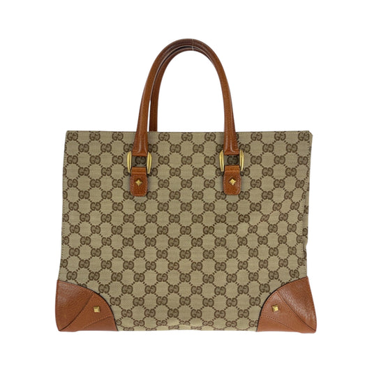 16761
GUCCI グッチ ブラウン ベージュ ゴールド金具 GGキャンバス 120897 トートバッグ ハンドバッグ  レディース