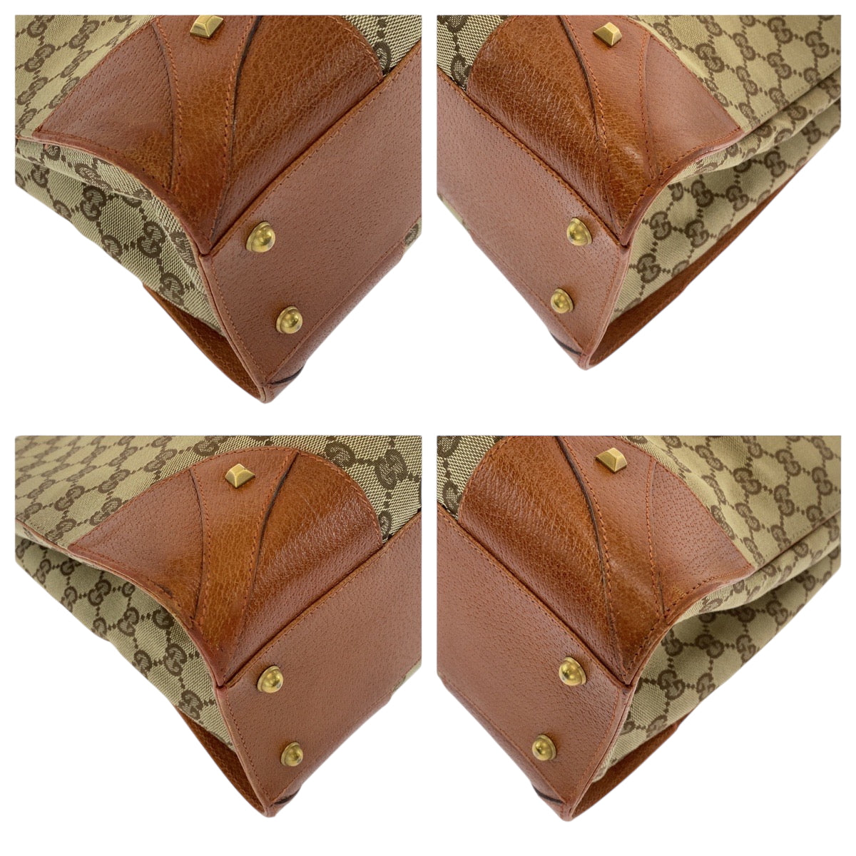 16761
GUCCI グッチ ブラウン ベージュ ゴールド金具 GGキャンバス 120897 トートバッグ ハンドバッグ  レディース