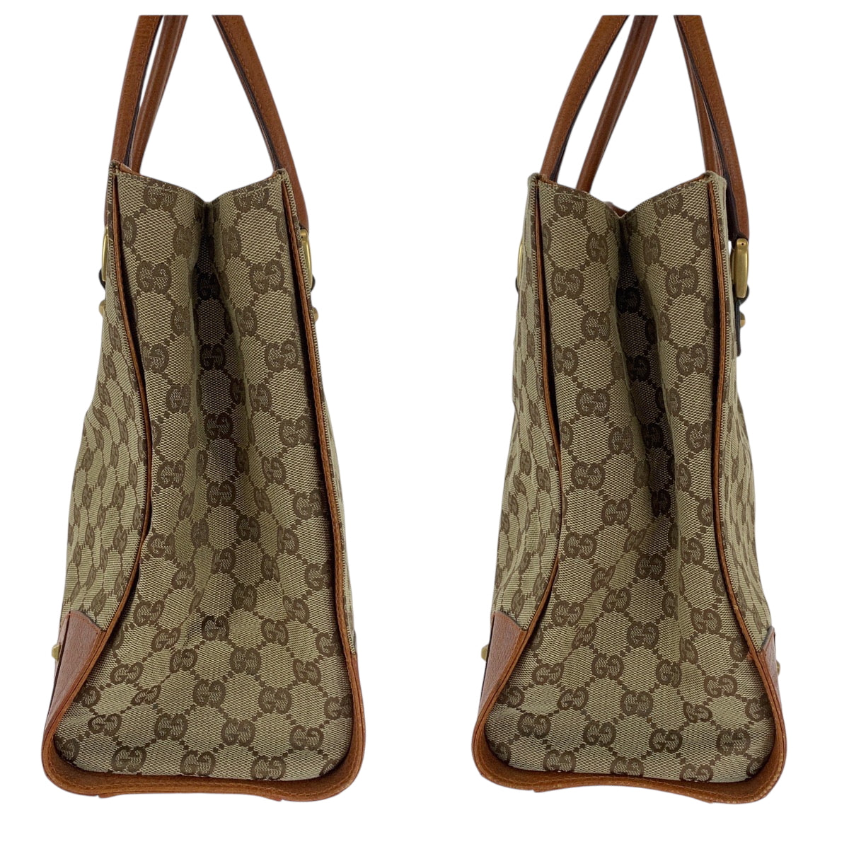 16761
GUCCI グッチ ブラウン ベージュ ゴールド金具 GGキャンバス 120897 トートバッグ ハンドバッグ  レディース