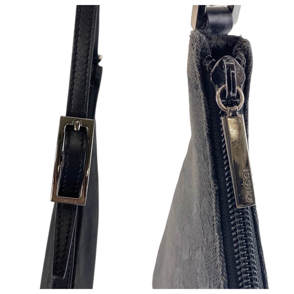 16762
GUCCI グッチ ブラック 黒 GGキャンバス / レザー 32160 ショルダーバッグ  レディース A40