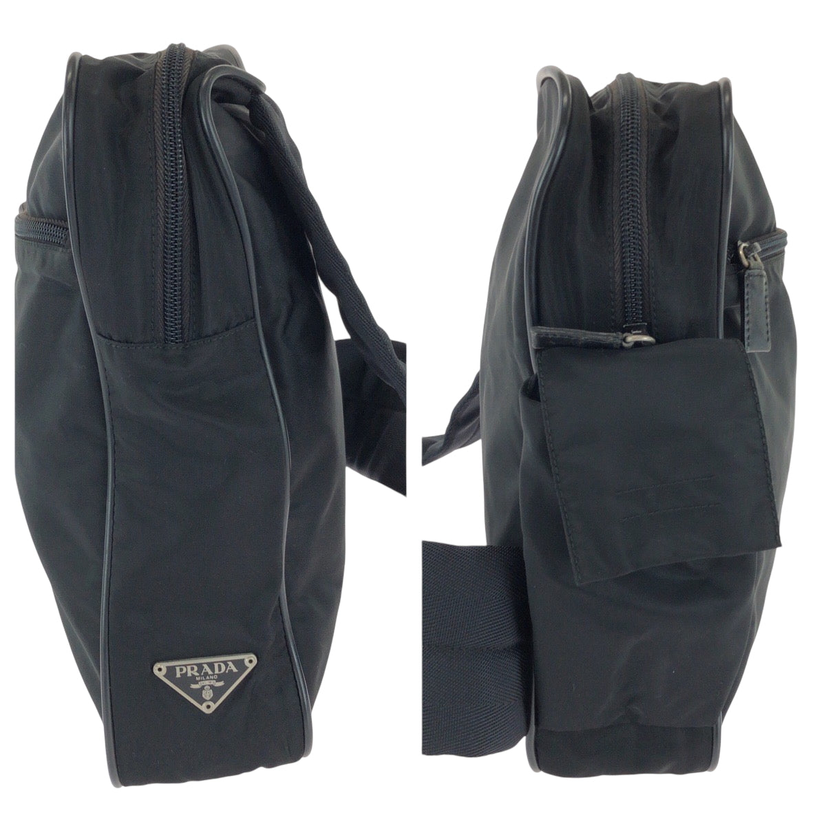 16763
PRADA プラダ テスート 三角ロゴプレート ブラック 黒 シルバー金具 ナイロン ショルダーバッグ メッセンジャーバッグ  メンズ ABP39