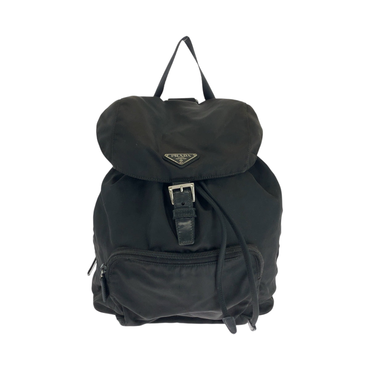16764
PRADA プラダ テスート 三角ロゴプレート ブラック 黒 シルバー金具 ナイロン リュックサック バックパック  レディース AB39