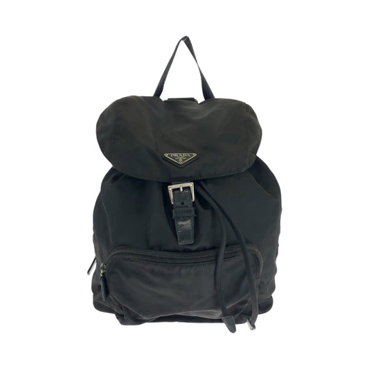 16764
PRADA プラダ テスート 三角ロゴプレート ブラック 黒 シルバー金具 ナイロン リュックサック バックパック  レディース AB39