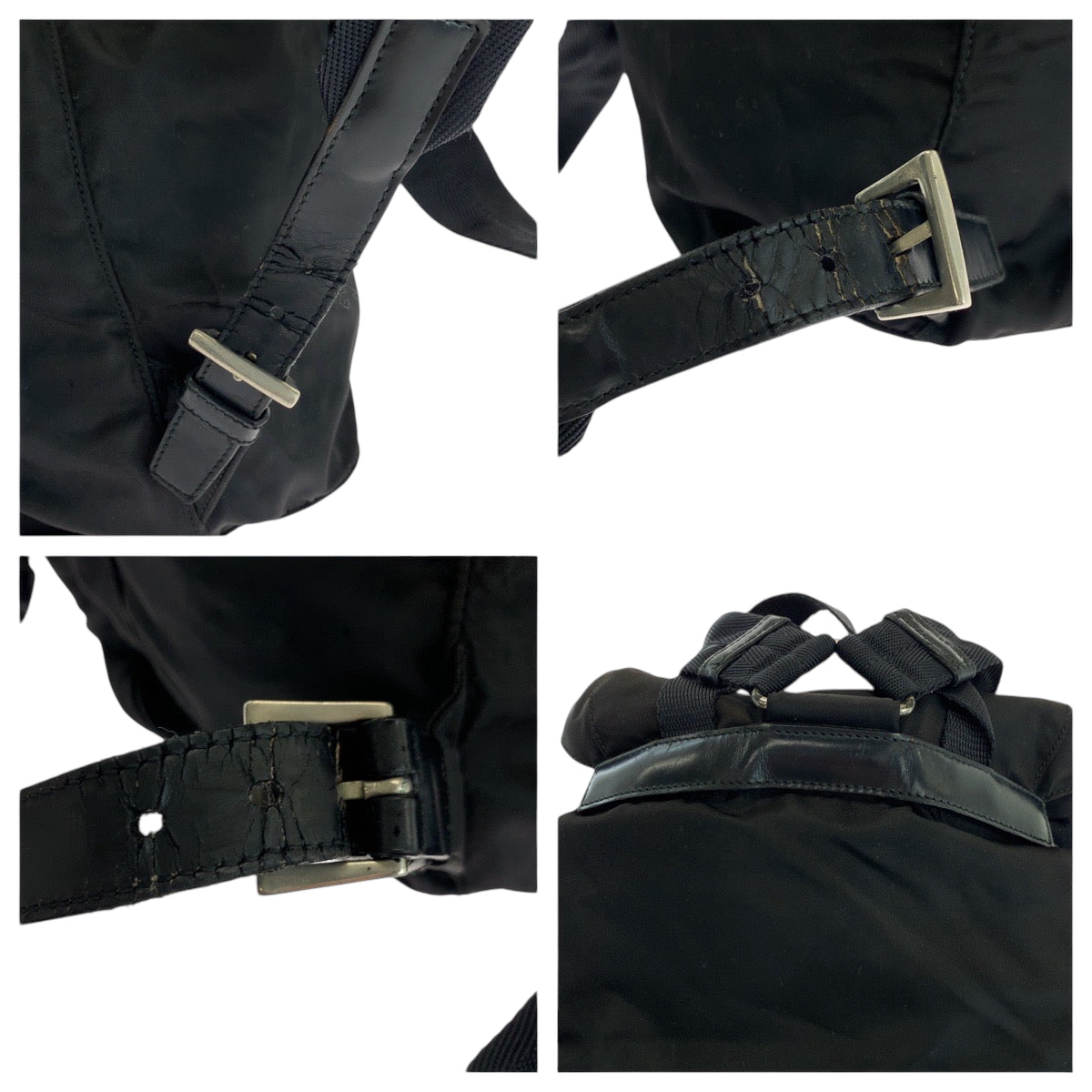 16764
PRADA プラダ テスート 三角ロゴプレート ブラック 黒 シルバー金具 ナイロン リュックサック バックパック  レディース AB39
