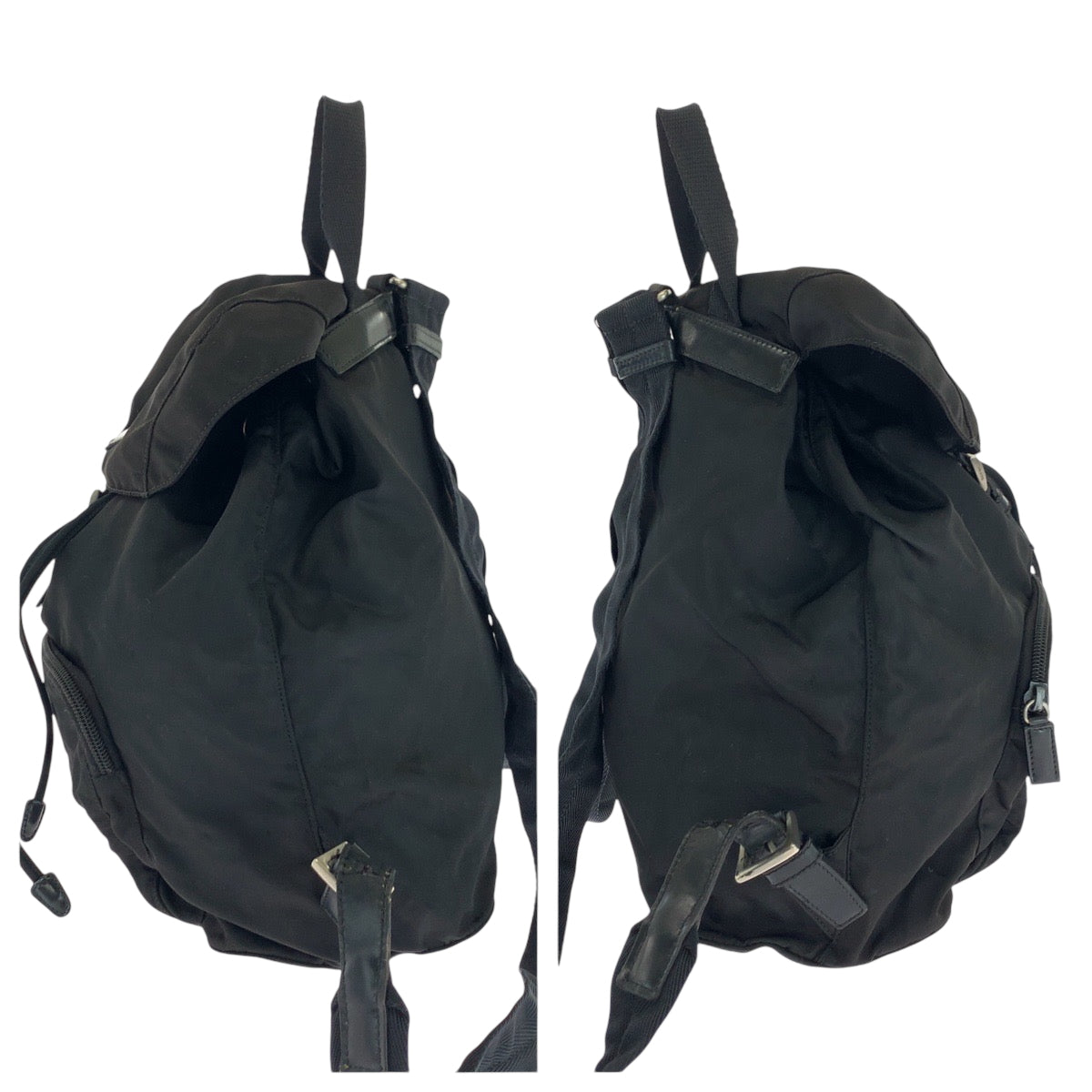 16764
PRADA プラダ テスート 三角ロゴプレート ブラック 黒 シルバー金具 ナイロン リュックサック バックパック  レディース AB39