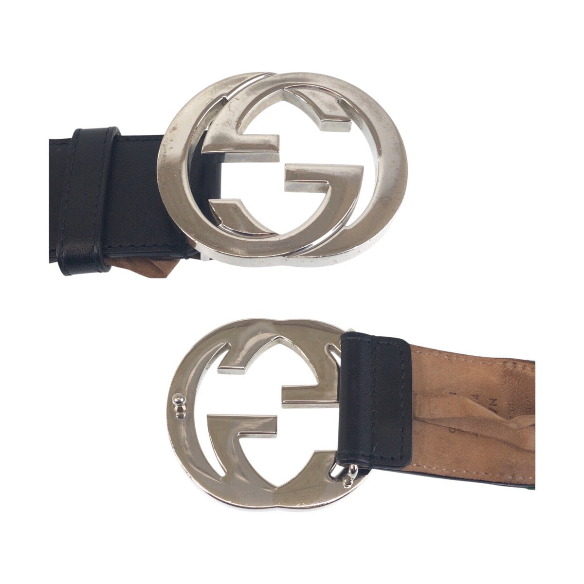 16765
GUCCI グッチ シェリーライン インターロッキング 85cm/34インチ グリーン ブラック シルバー金具 キャンバス / レザー 411924 ベルト 男女兼用  メンズ ABP32