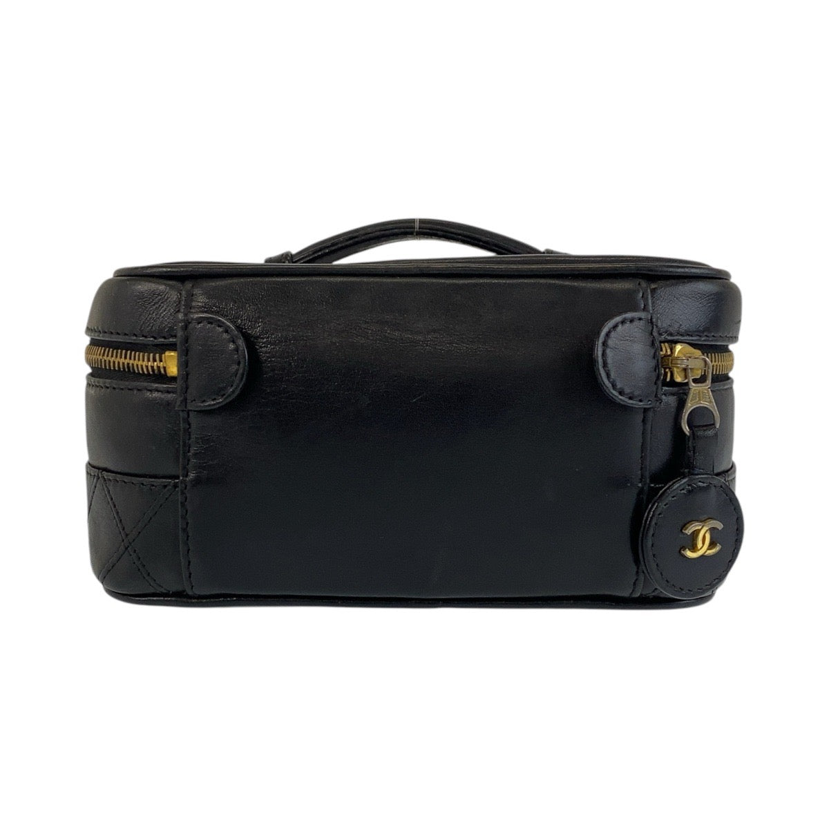 16766
CHANEL シャネル ビコローレ ブラック 黒 ゴールド金具 ラムスキン ハンドバッグ ヴァニティバッグ  レディース ABP43