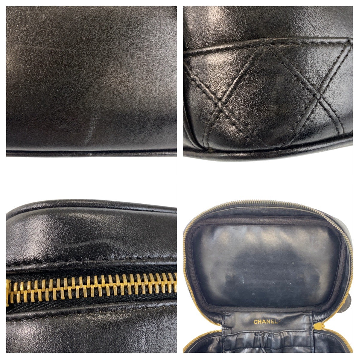 16766
CHANEL シャネル ビコローレ ブラック 黒 ゴールド金具 ラムスキン ハンドバッグ ヴァニティバッグ  レディース ABP43
