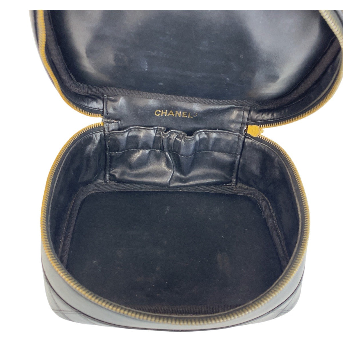 16766
CHANEL シャネル ビコローレ ブラック 黒 ゴールド金具 ラムスキン ハンドバッグ ヴァニティバッグ  レディース ABP43